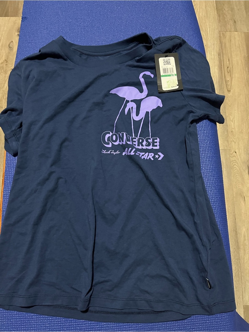 Converse Navy Tee with Lavender Flamingo Graphic